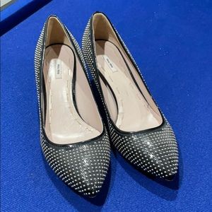 Miu miu black studded kitten heel